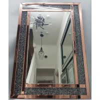 Rose Gold Elegant Large Sparkly Wall Mirror Premium Black Diamond Crush 60X90cm   253425452746